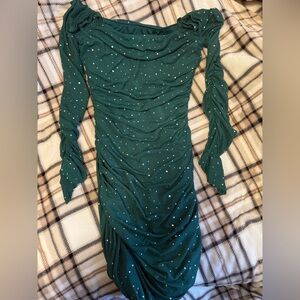Elegant Green Long Sleeve Dress